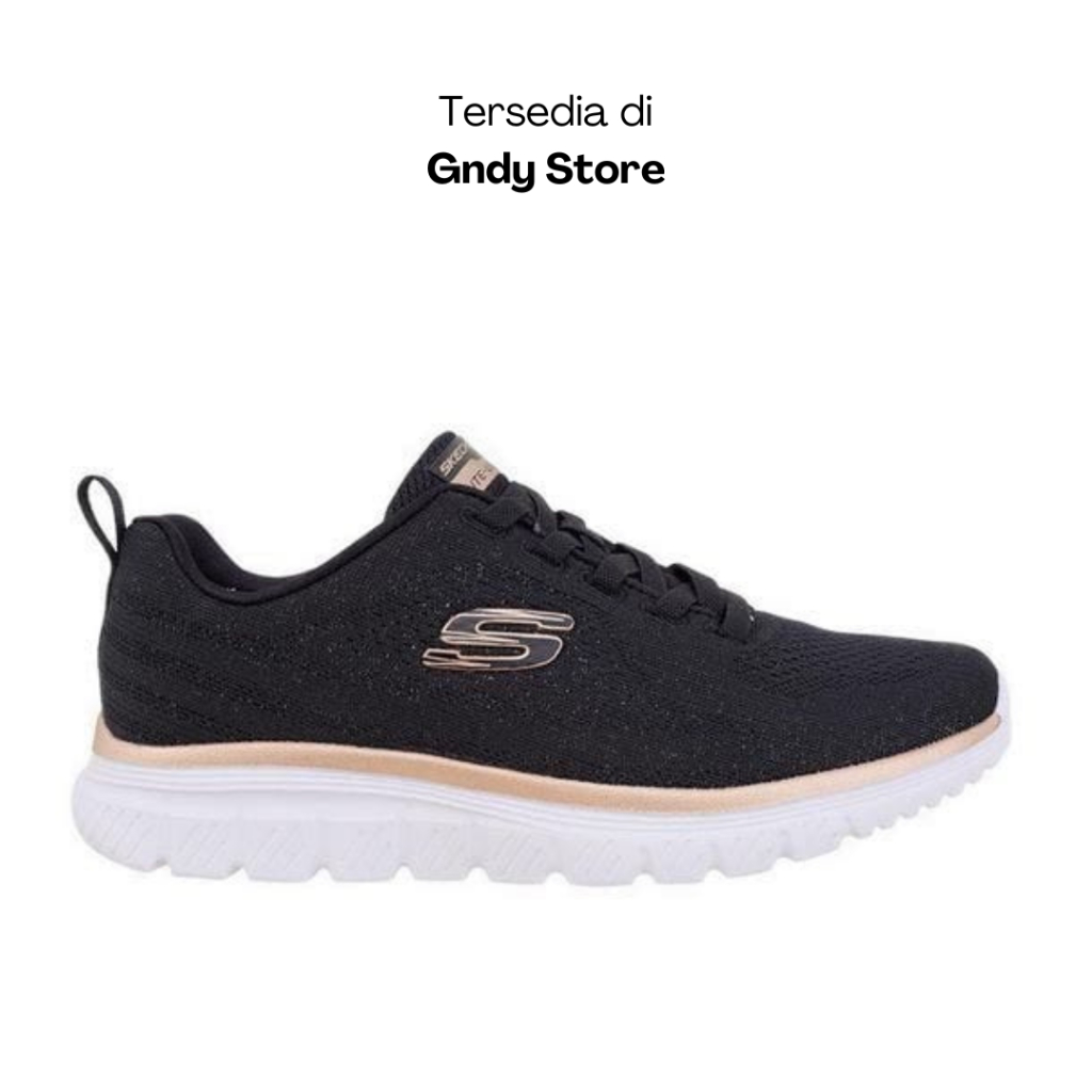 Sepatu Sneakers Wanita Skechers Graceful 2 Ginting 898025/BKRG Black Rose Gold Women