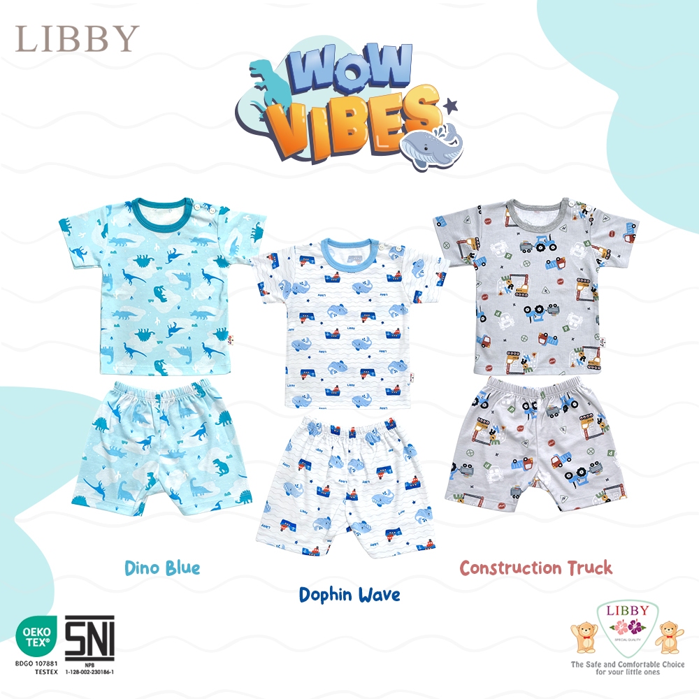 (BEST PRICE) LIBBY Setelan Piyama Baju Tidur Anak Laki Perempuan Kancing Pundak Oblong S - XXL / 4-6