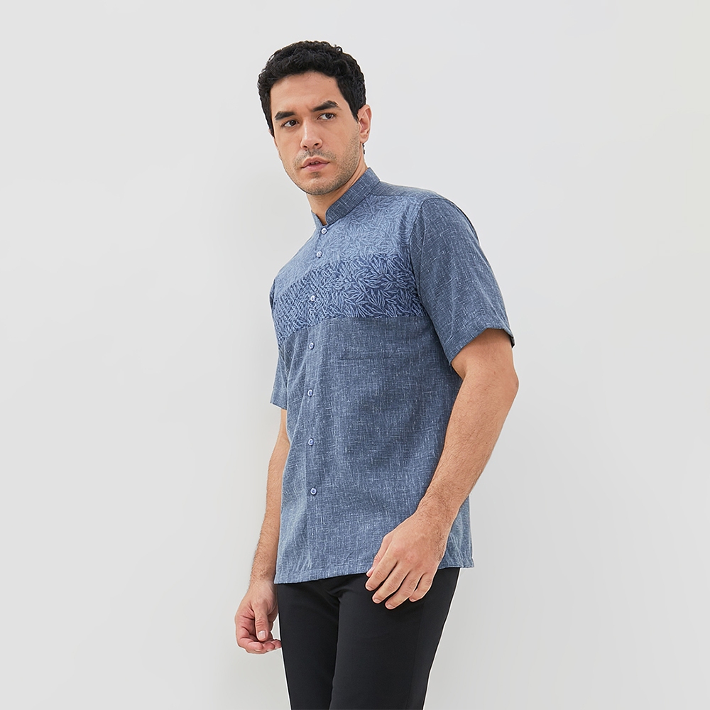 Alisan Koko Bordir Lengan Pendek 00423 Biru Reguler Fit