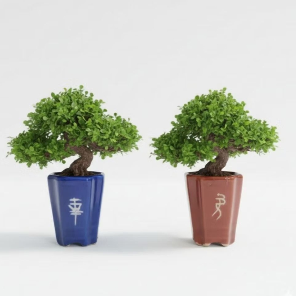 Pot Keramik Bonsai Shito Sascade Lukis Mame - Pot Keramik Pohon Bonsai Motif Lukis Kekinian - Perlen
