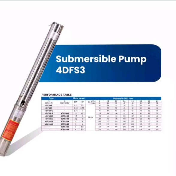 Drakos 4DFS3/25 2HP 3 Phase 4 inch Pompa satelit sibel 1.5 Kw 380 v | Sentral Pompa