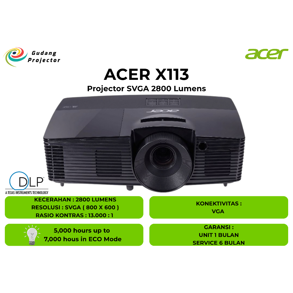 Proyektor Second Acer X113 2800 Lumens