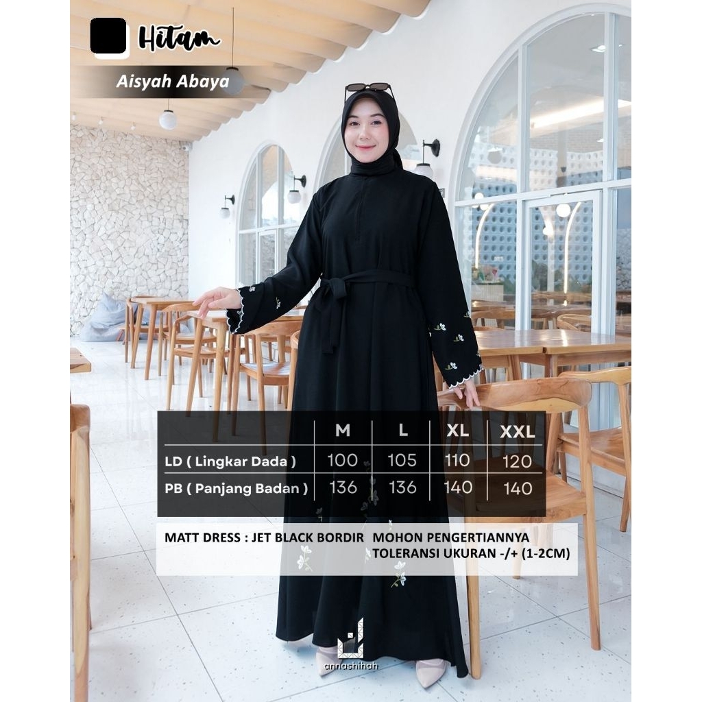 Aisyah Abaya Jetblack Original Annasihah