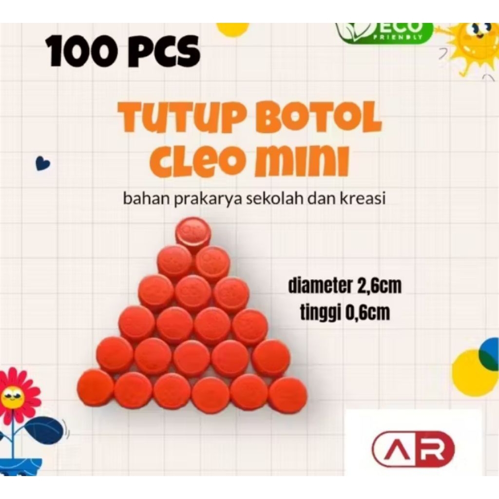 isi 100 Tutup botol Cleo mini warna Oren dan warna biru