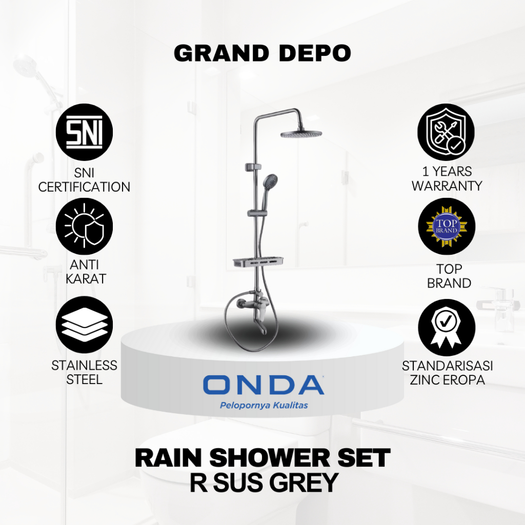 Onda R SUS GREY Rain Shower Onda / Rain Shower Onda Full Set