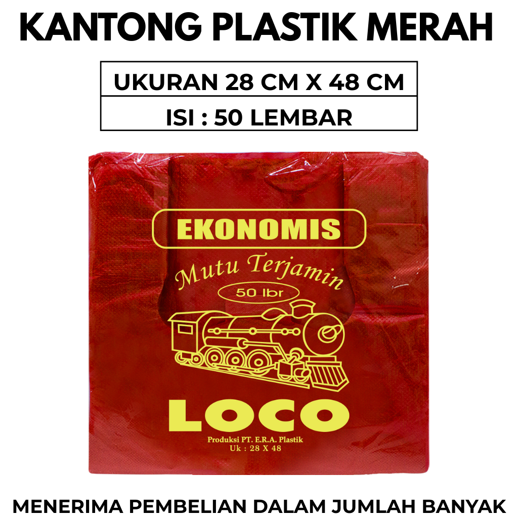 Kantong Plastik Kresek Warna Merah Plastik Loco Ekonomis  Uk 28 x 48