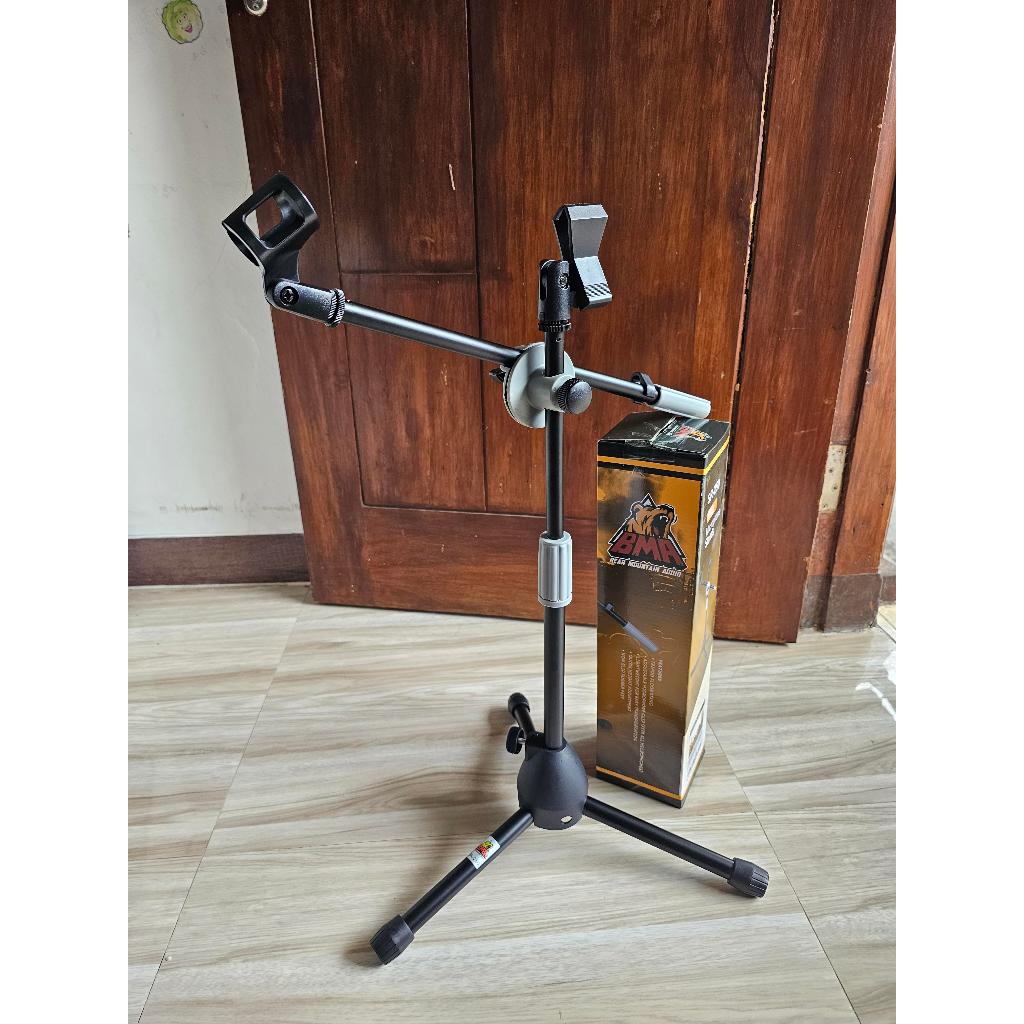 Stand Cagak Mic Pendek BMA SR-250 SR250 Double Mic SR 250 Tripod Stand Microphone Stand Mic Berdiri 