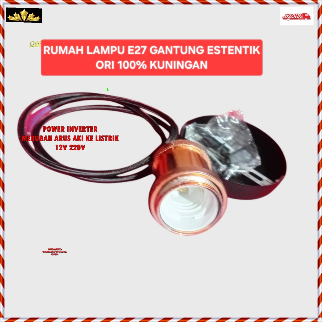 Q66 RUMAH LAMPU E27 GANTUNG FITTING ESTENTIK ORI 100% KUNINGAN MODEL RETRO JADUL DEKORASI LAMPU BOHL