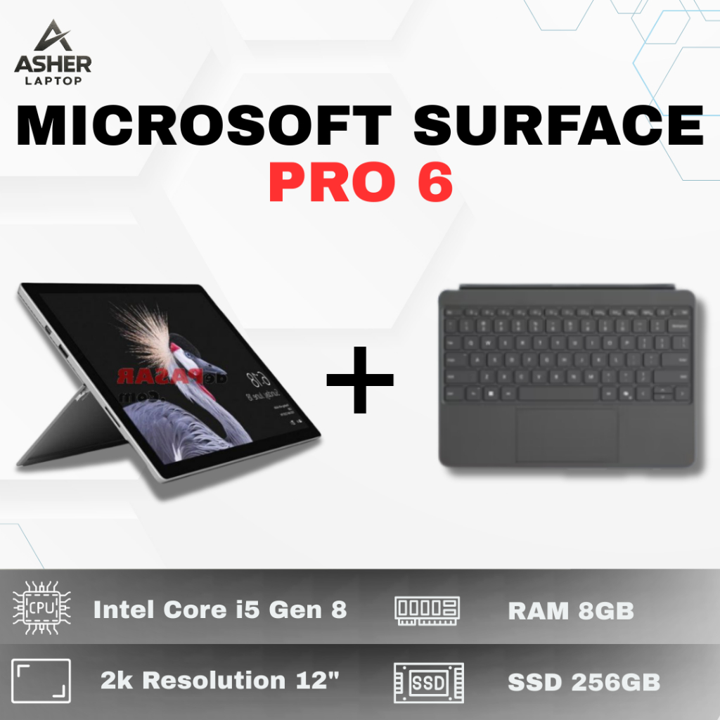 Laptop 2in1 Tablet Microsoft Surface Pro 5 Intel Core i5 Gen 7 RAM 8GB SSD 256GB 12" 3K Resolution S