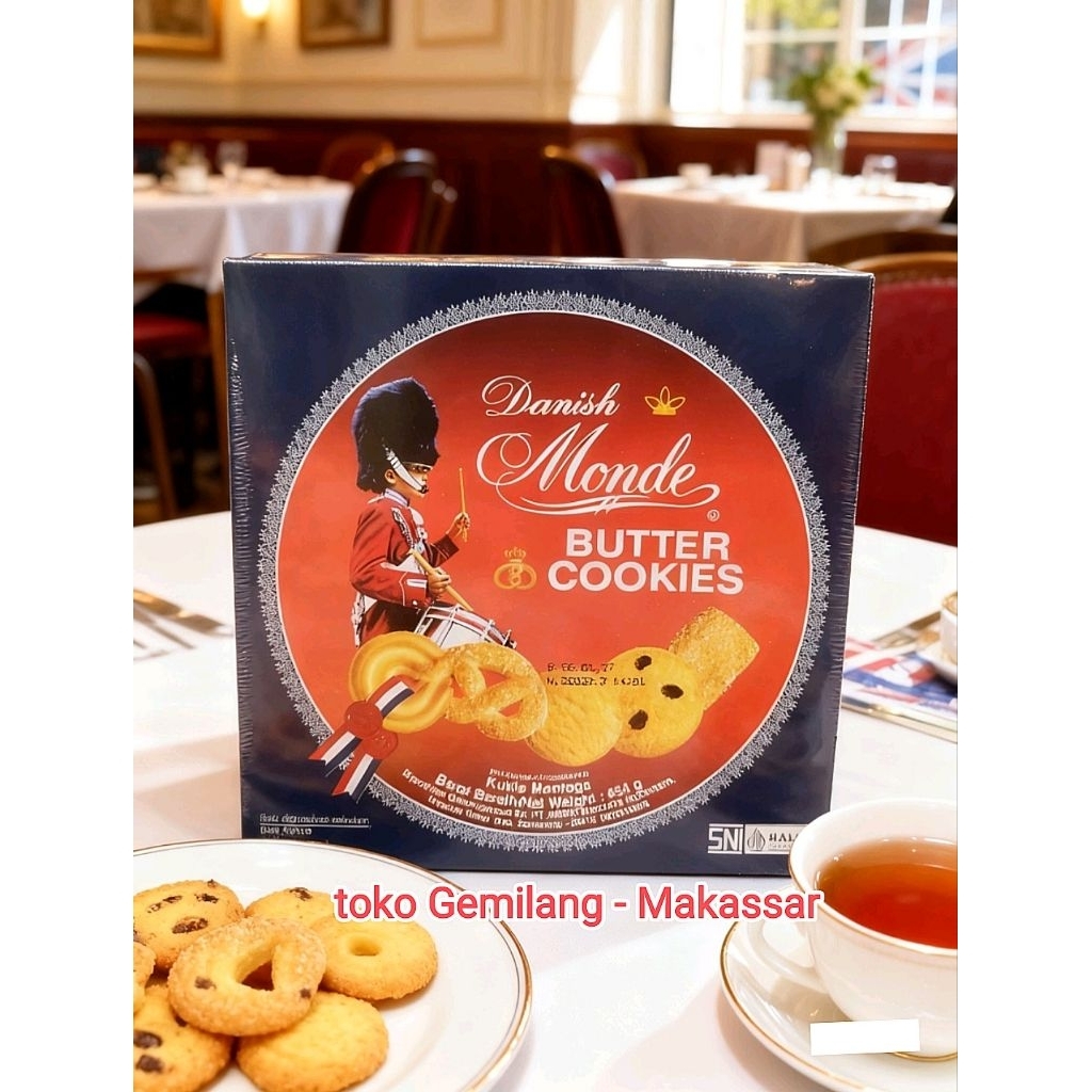 Danish Monde Butter Cookies kaleng 454g, kukis mentega, harum dan lezat.