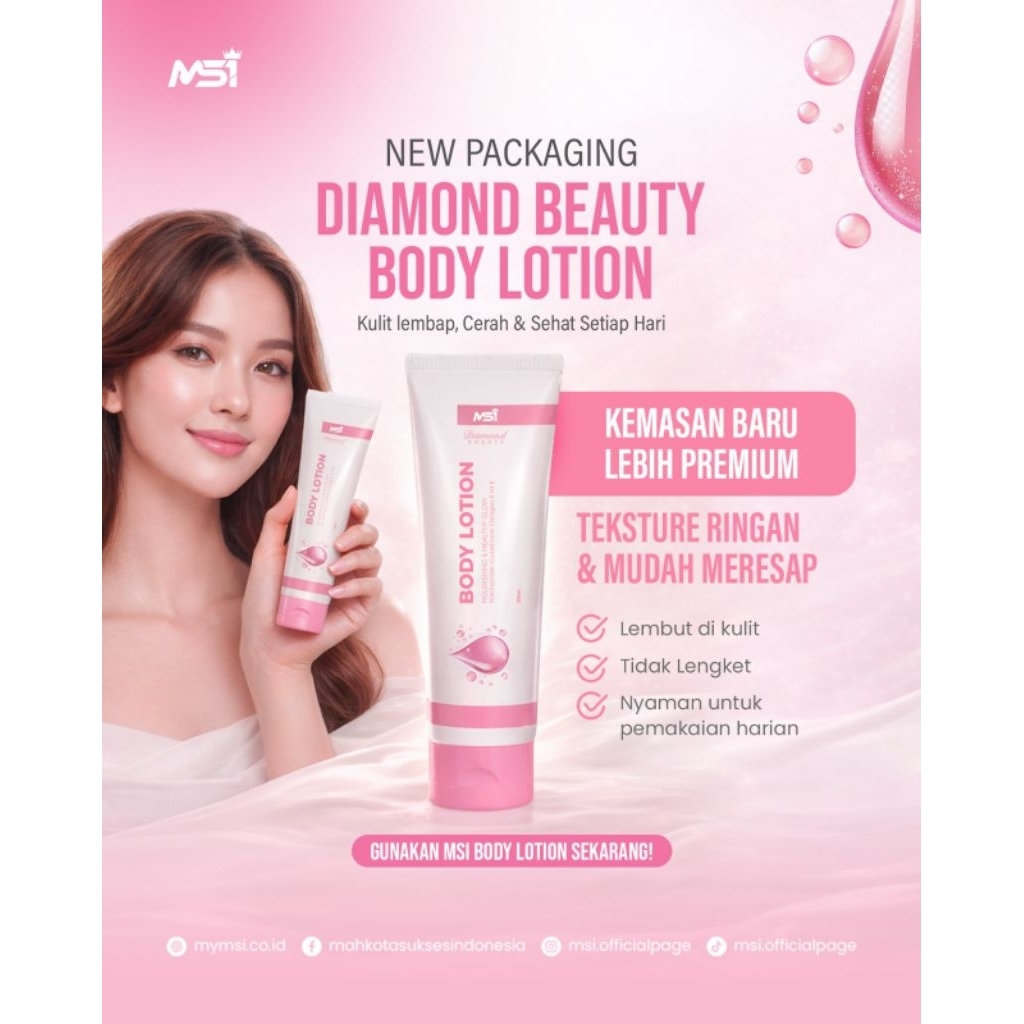 COD Produk Asli Msi Body Lotion Diamond Beauty Pencerah Pemutih Kulit Tubuh, Original 100% ASLI