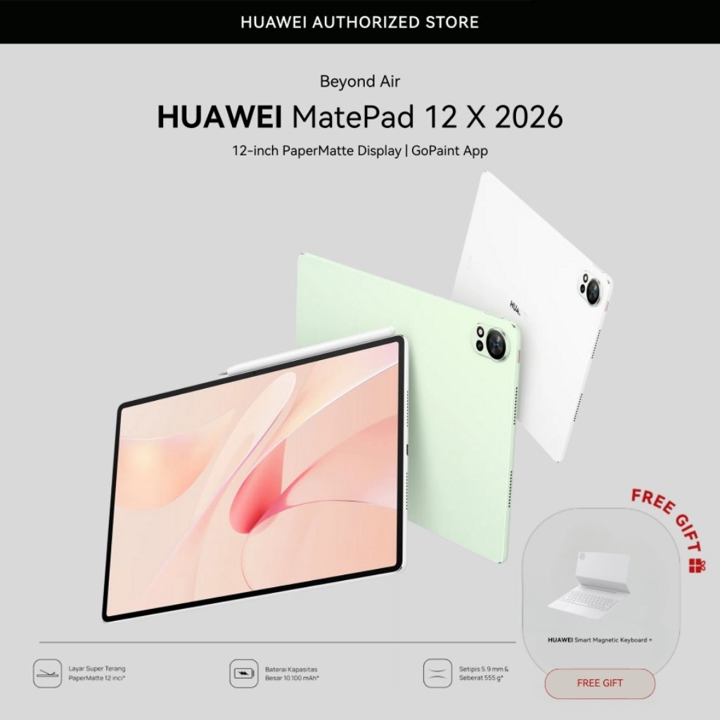 HUAWEI MatePad 12 X 2026 Tablet l PC-Level WPS 3.0 l Layar PaperMatte Ultra Jernih