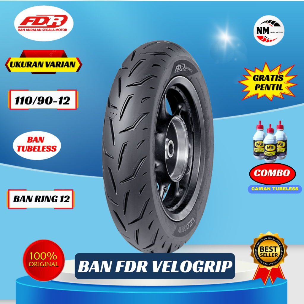 ban tubles fdr 110/90-12 gratis pentil scoopy belakang