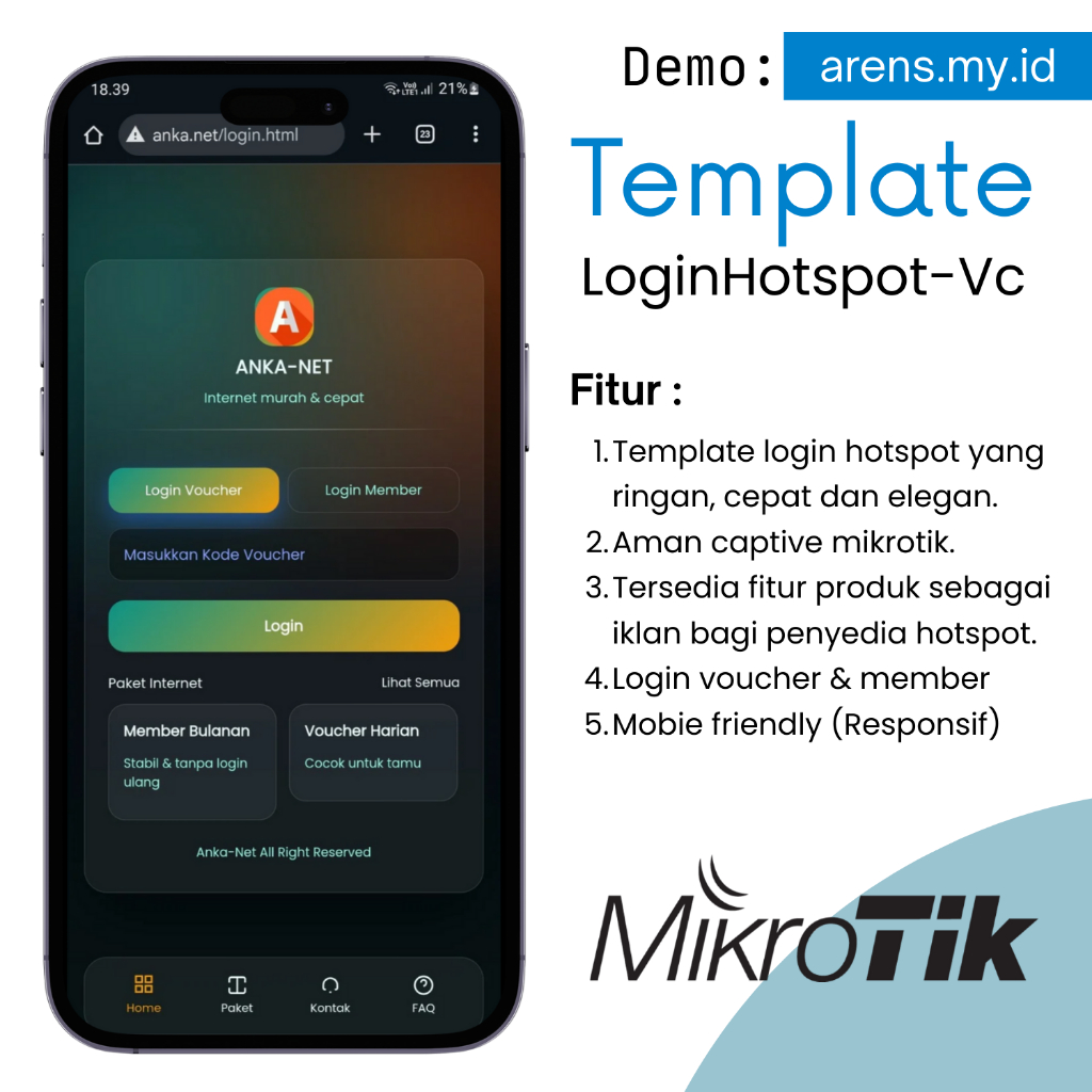 Login Page Hotspot MikroTik Premium Murah - Login RT RW Net, Voucher & Member | Login Hotspot-Vc