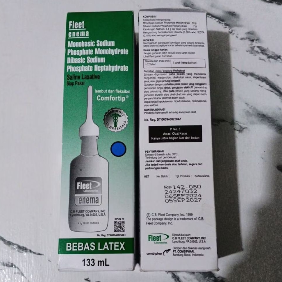 Fleet Enema 133 ml bebas latex siap pakai fleet Enema