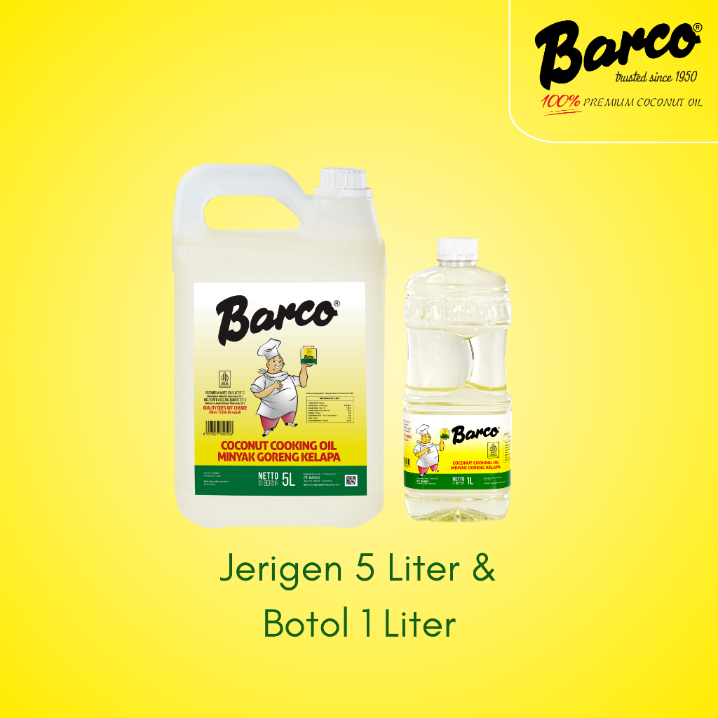 Paket Hemat Minyak Goreng Kelapa  Barco Botol 1 Liter(5pcs) & Minyak Barco Jerigen/Jerrycan 5 liter/