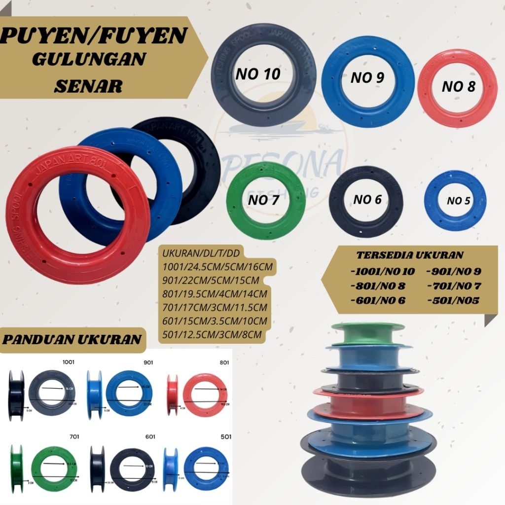 Puyen gulungan senar pancing dan layangan