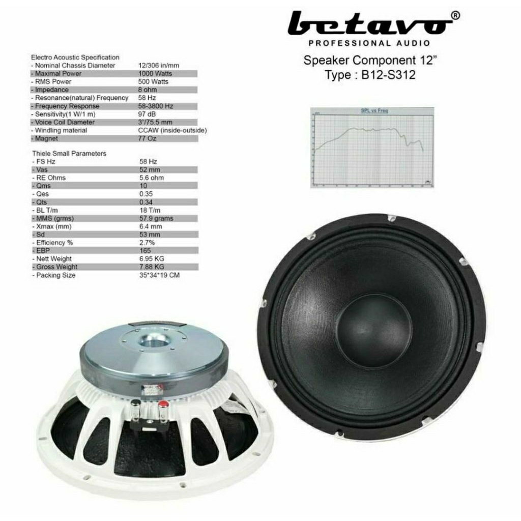 Komponen Speaker 12"  BETAVO  B12- S 312 Original Coil 3"