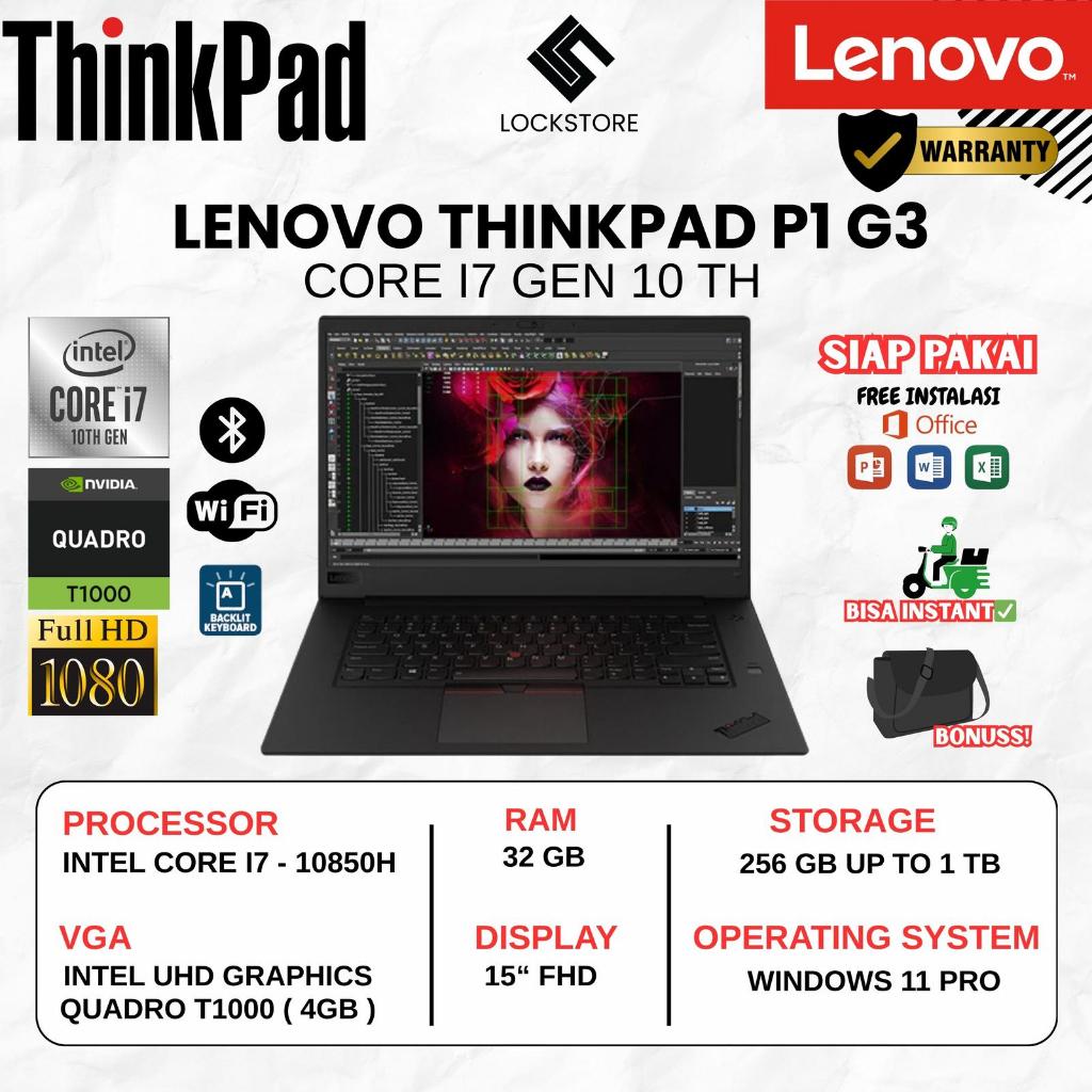 Lenovo ThinkPad P1 G3 workstation Core i7 10850H | RAM 32GB | SSD 1TB | VGA Quadro T1000 4GB | 15inc