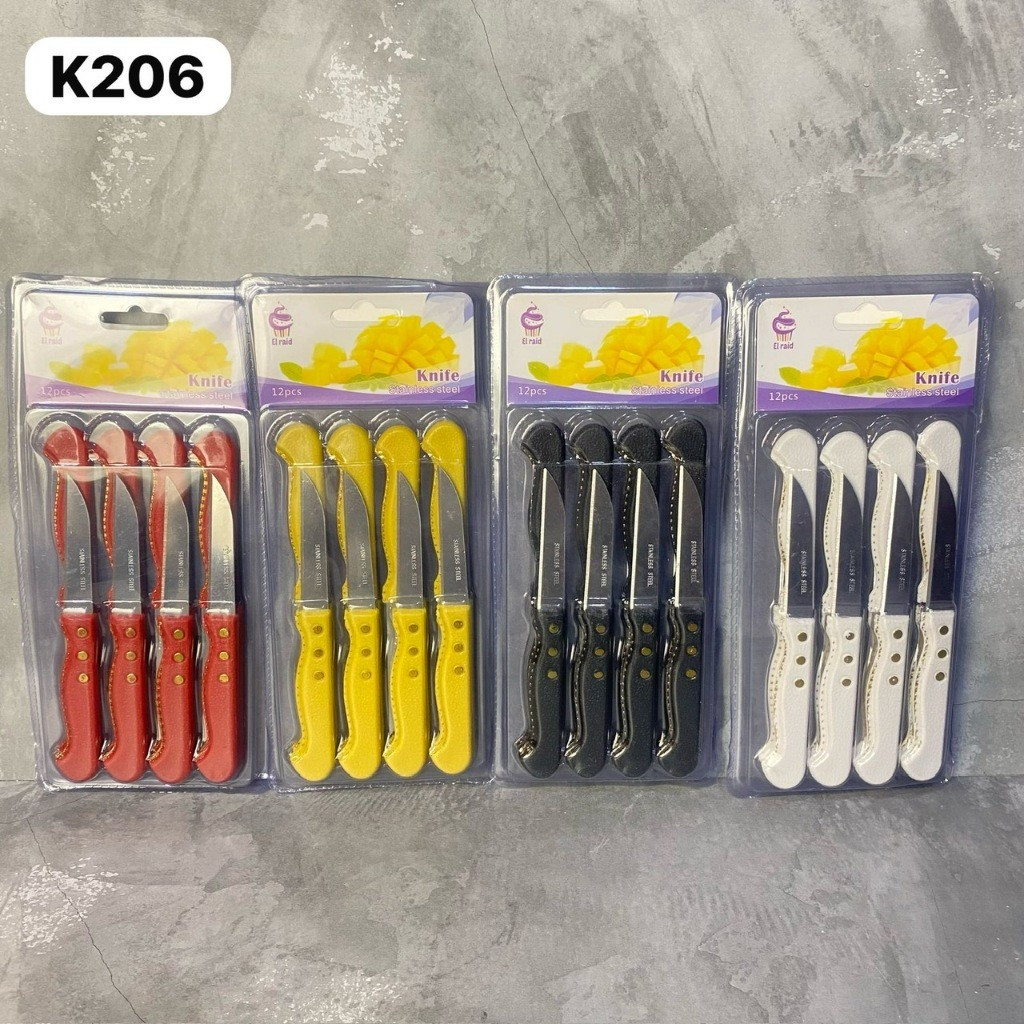 PISAU BUAH SET K206 Stainless Steel - Pisau Ikan / Pisau Motif Unik - Pisau Sayur - Pisau Mini Set s