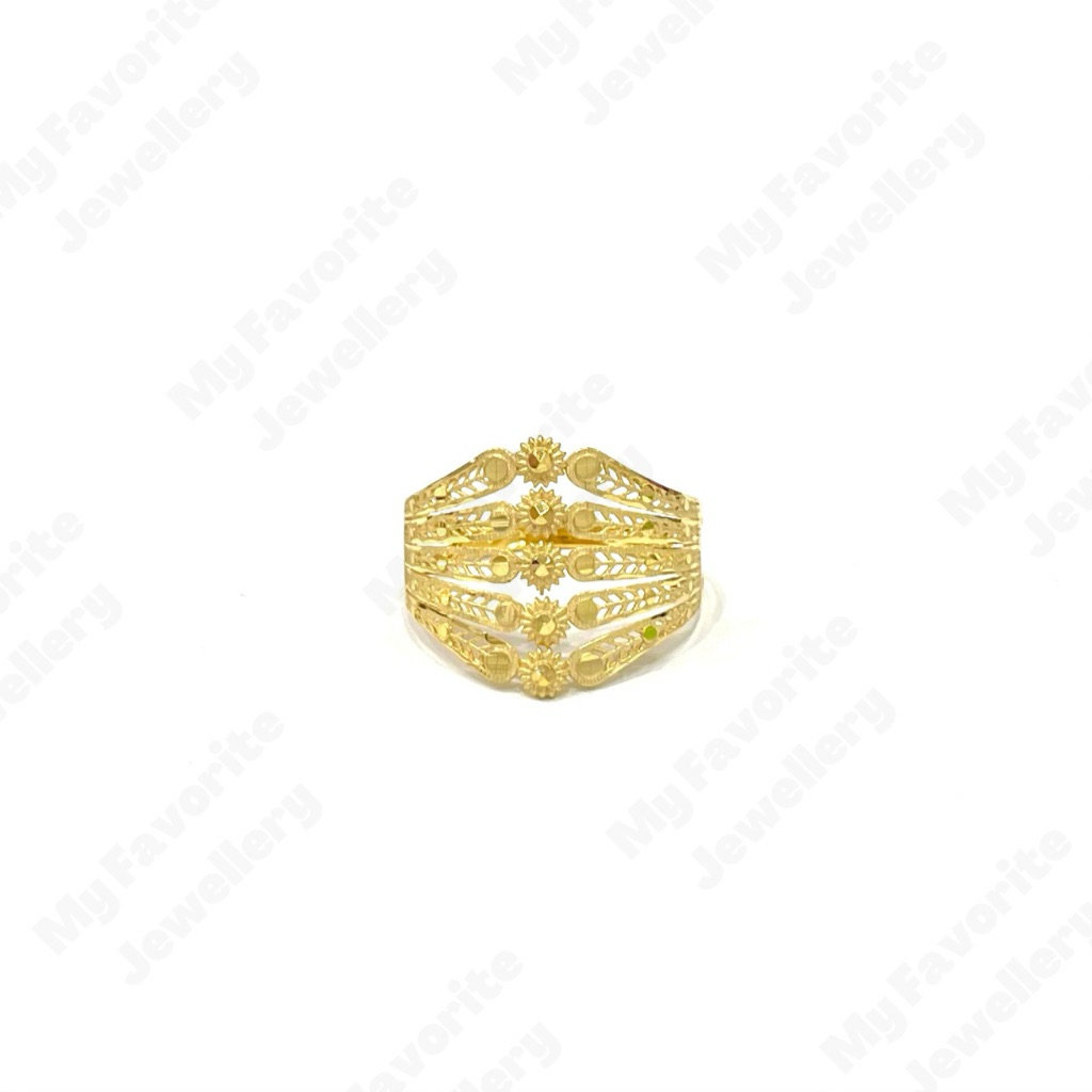 Cincin Krawang Panjang Variasi Matahari Uk16 Uk17 Emas Asli Kadar 700 dan 875