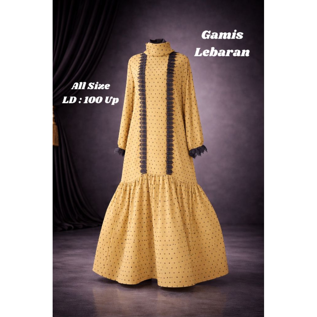 Baju Gamis Muslimah Renda Simple dan Mewah