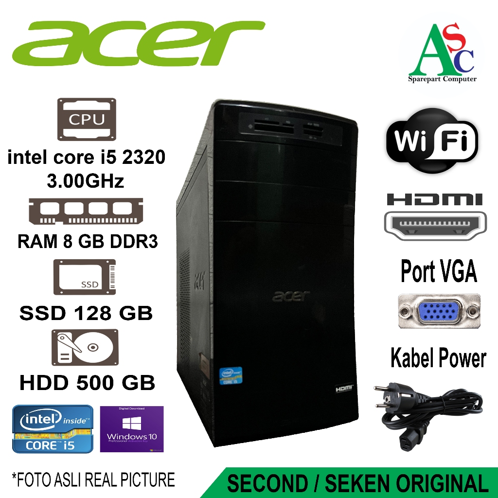 CPU Acer Intel Core i5 Ram 8gb SSD 128GB HDD 500GB