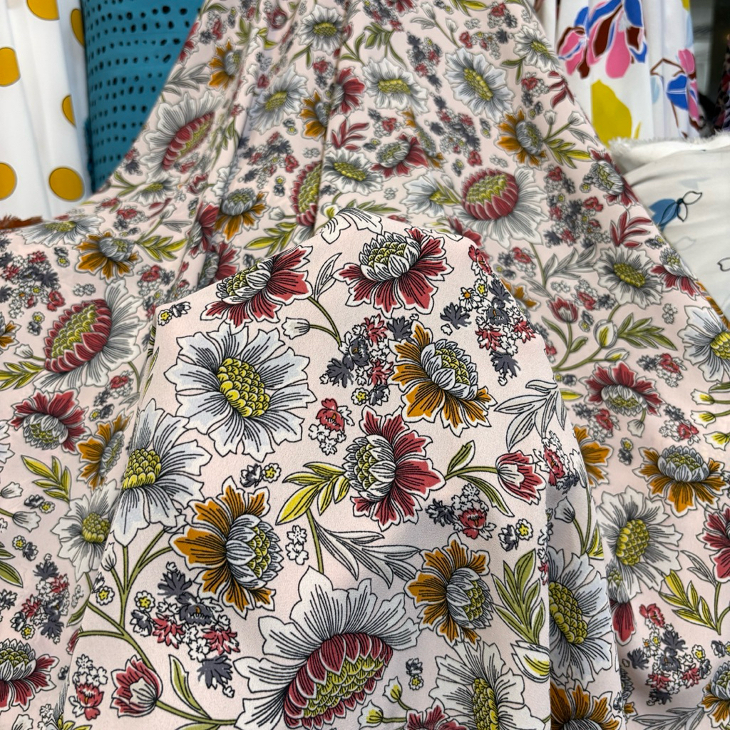 Kain Zara Crepe Premium Motif Bunga matahari Abstract Artsy - Bahan Dress Tunik Halus zk