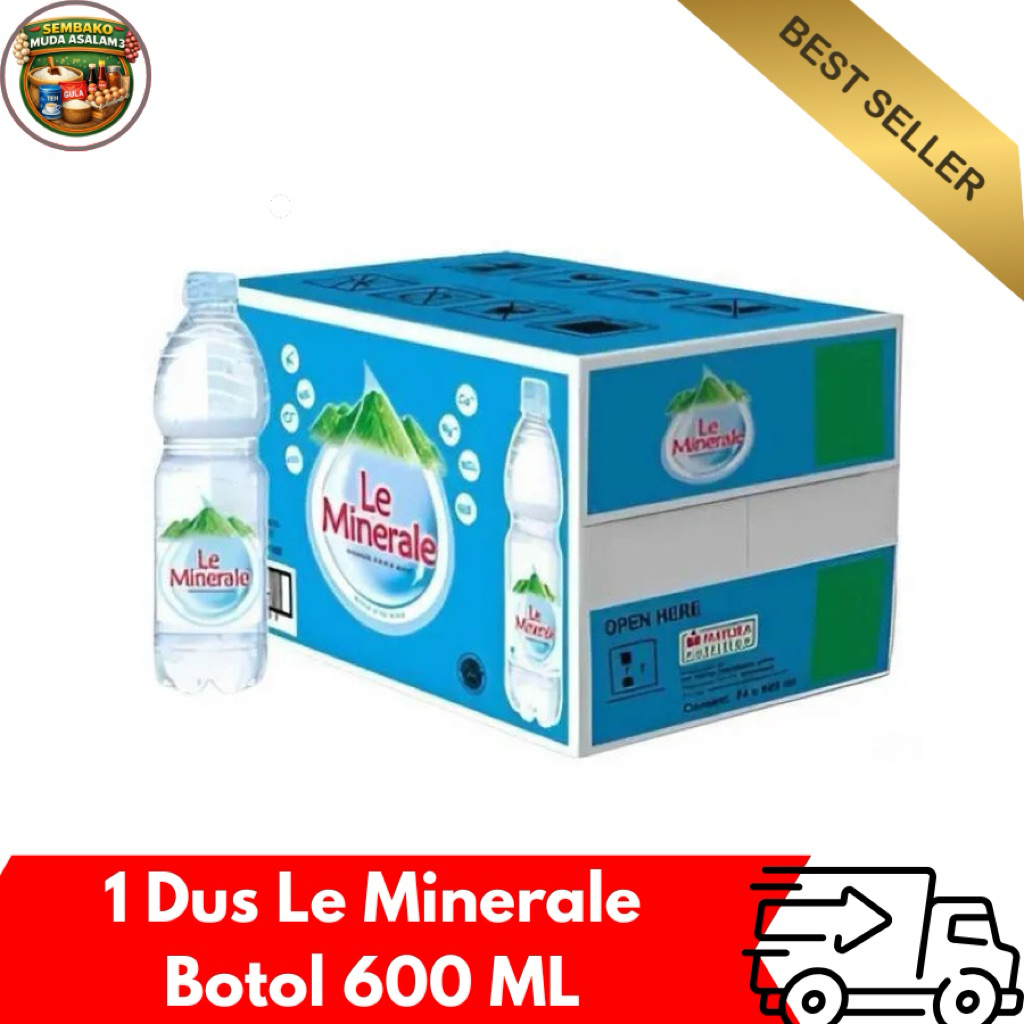 Le Minerale Botol 600 ml / 1 Dus isi 24 / Air Mineral Le Minerale 1 Dus