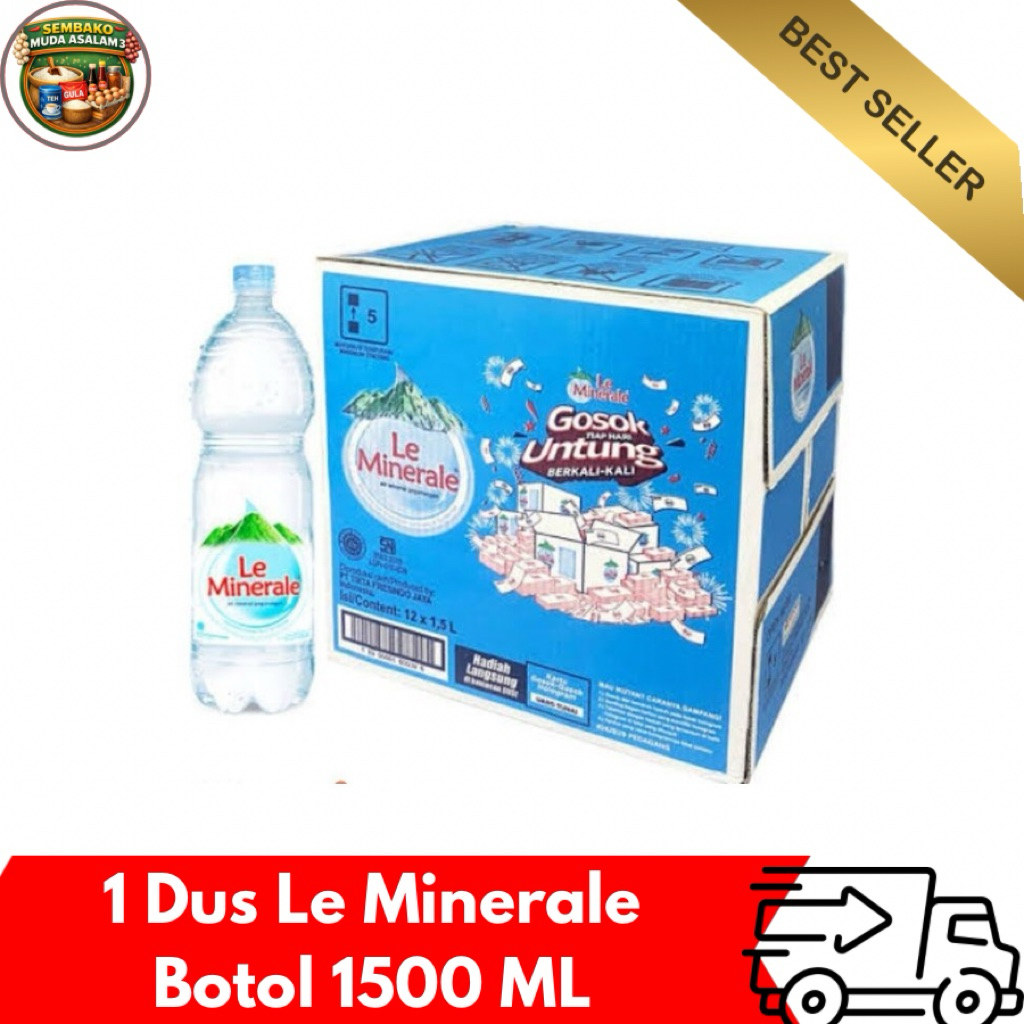 Le Minerale Air Mineral 1500 ml / 1 Dus isi 12 / Le Mineral Botol 1 dus