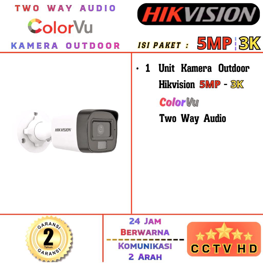 KAMERA  5MP  HIKVISION  OUTDOOR  COLORVU  -  TWO  WAY  AUDIO