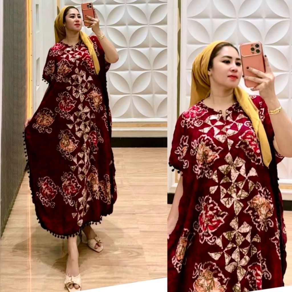 daster pendek lowo pom2 terbaru motif batik storjoan bahan rayon tuwil
