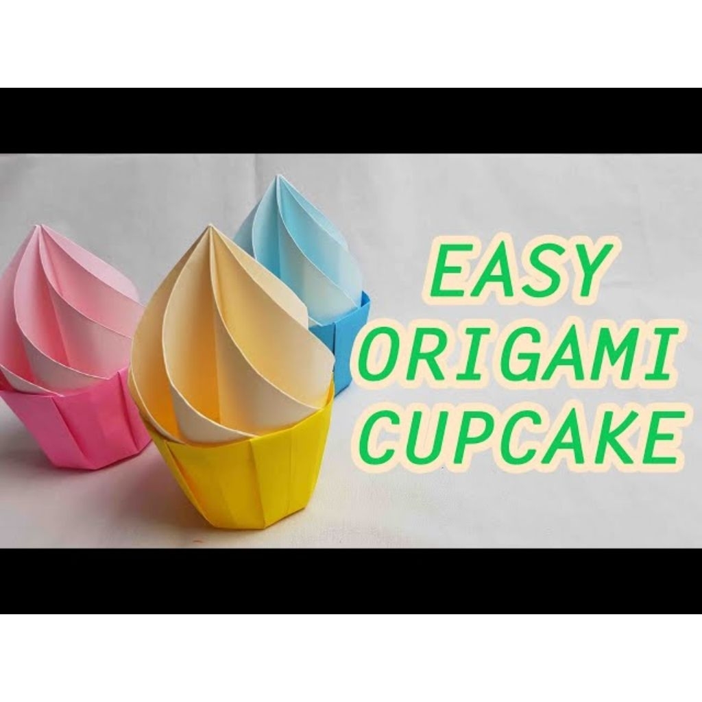Origami Bentuk Cupcake/Paper Garland 3D/Kerajinan Kertas Origami Bentuk Cupcake