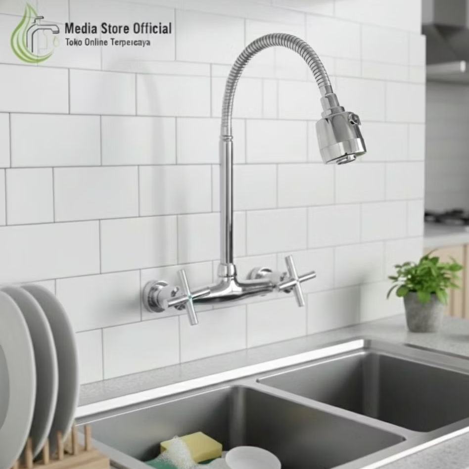 Kran Kitchen Sink Panas Dingin Fleksibel Tembok /Kran Sink Mixer Fleksibel Dinding