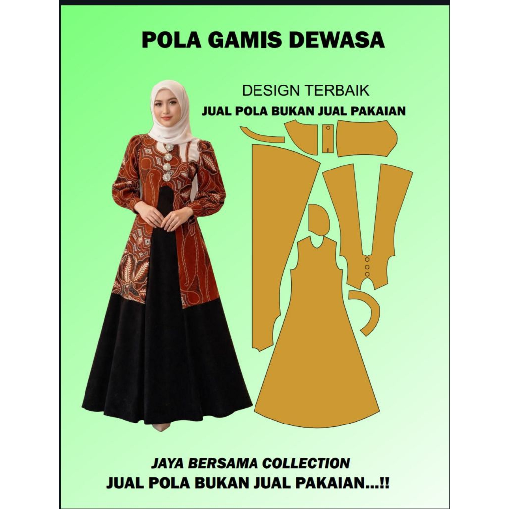 Pola gamis dewasa model terbaru simple