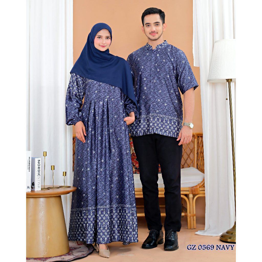 Gamis Koko Couple Lebaran GZ0569 Navy/ Gamis Lebaran Couple/ Baju Couple Terbaru Jumbo