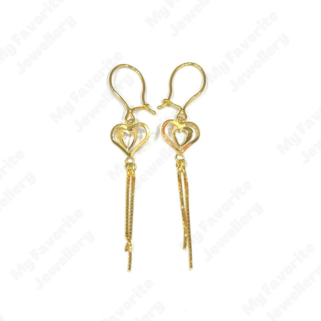 Anting Hati Dobel Variasi Italy (Anting Emas Asli Kadar 700)