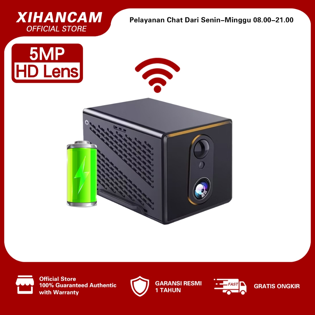 XIHANCAM 5MP CCTV Mini Wifi Kamera Mini CCTV Kecil Tersembunyi CCTV Baterai Tanpa Kabel Konek HP