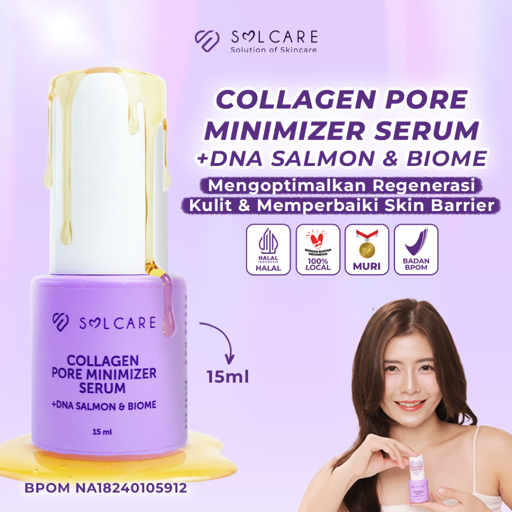 Solcare Collagen Pore Minimizer Serum + DNA Salmon & Biome – Serum Penghilang Bopeng & Pengecil Pori