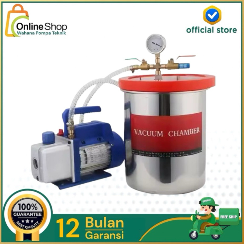 Vacuum Chamber 9 galon (34 L) + Vacuum Pump 1 hp