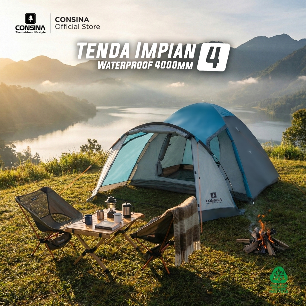 Consina Impian 4 Tenda Dome Outdoor Gunung Camping Kapasitas 3-4Orang