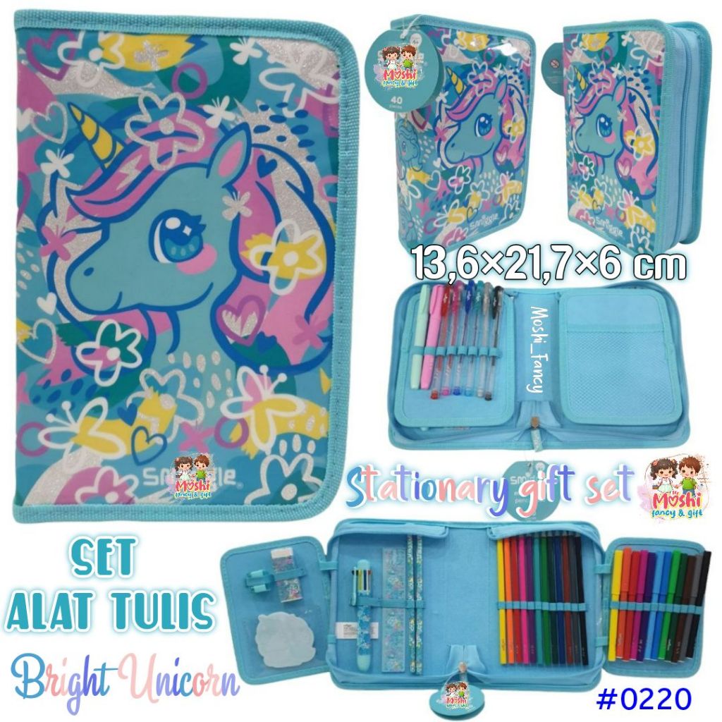 Midi Zip Kit Stationary Gift Set Motif Unicorn / Pencil Case Set Unicorn / Set Alat Tulis Anak Perem