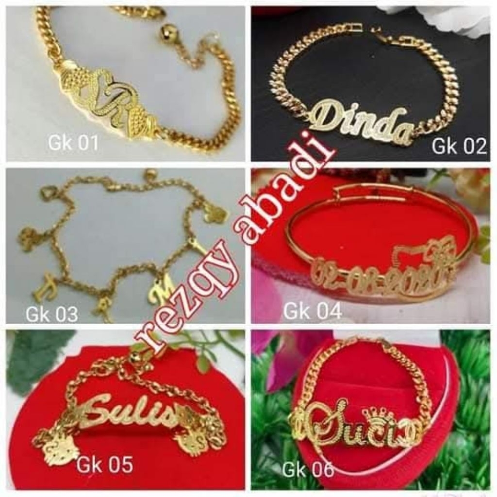 gelang nama bayi/dewasa gold titanium