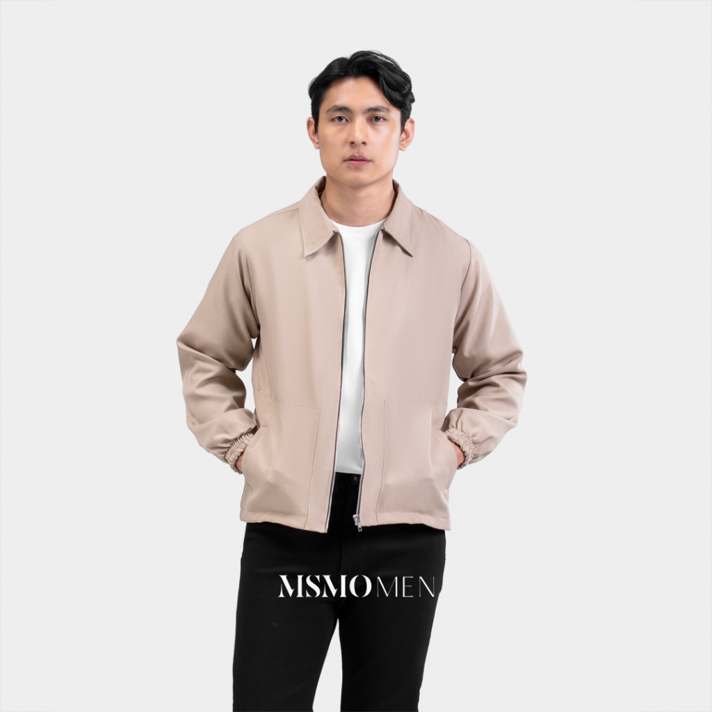 MSMO Men Fonseca Jacket Hoodie in Mocca Outer Atasan Pria Outer Lengan Panjang warna Coklat