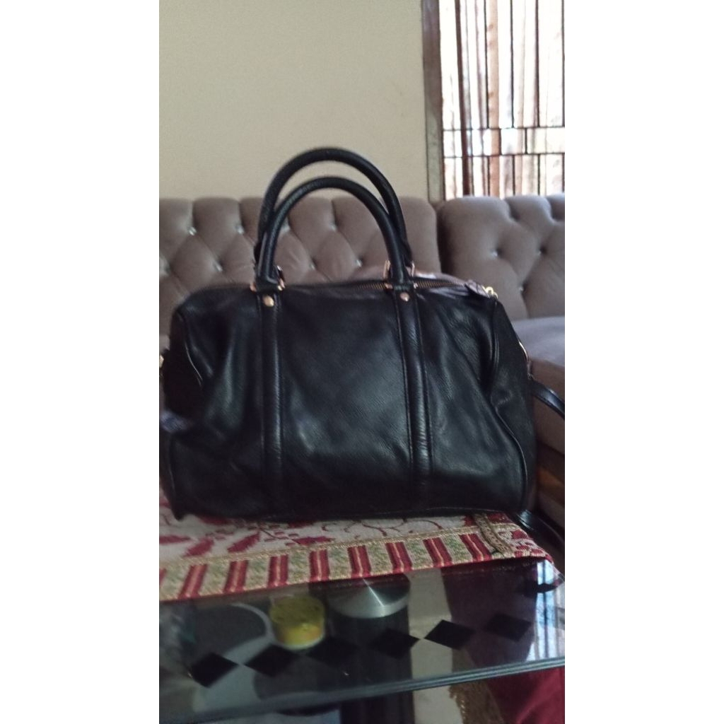 tas speedy kulit asli,kulit tebal hitam bertalpan