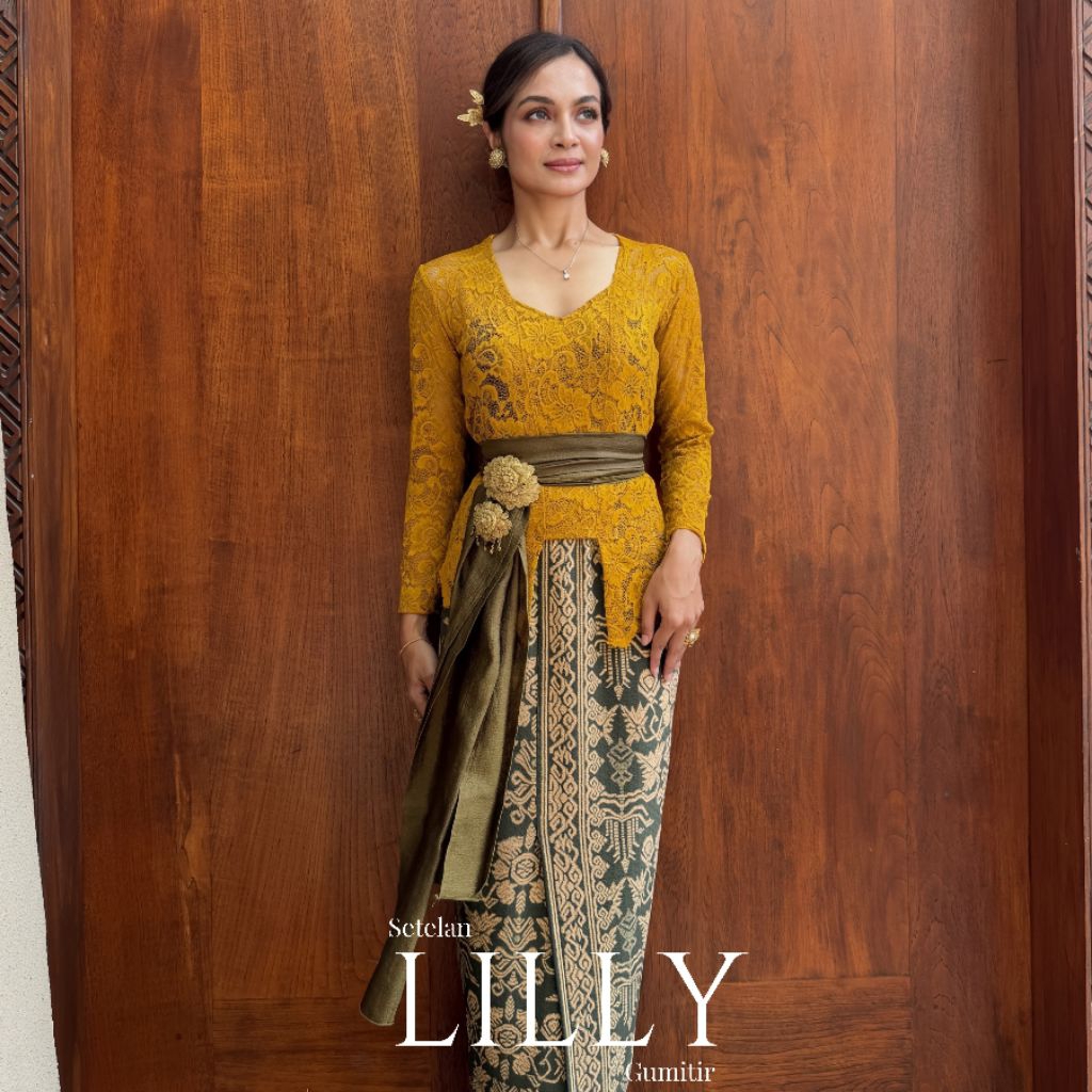 Setelan kebaya Bali Kutubaru Stretch Lengan panjang Lilly
