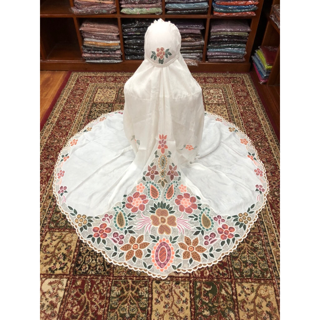 mukena sutra kerancang bordir punggung benang kombinasi bukittinggi