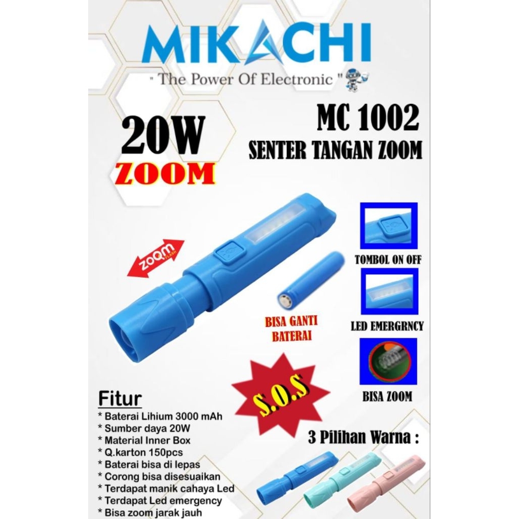 SENTER ZOOM EMERGENCY MIKACHI 20W MC 1002