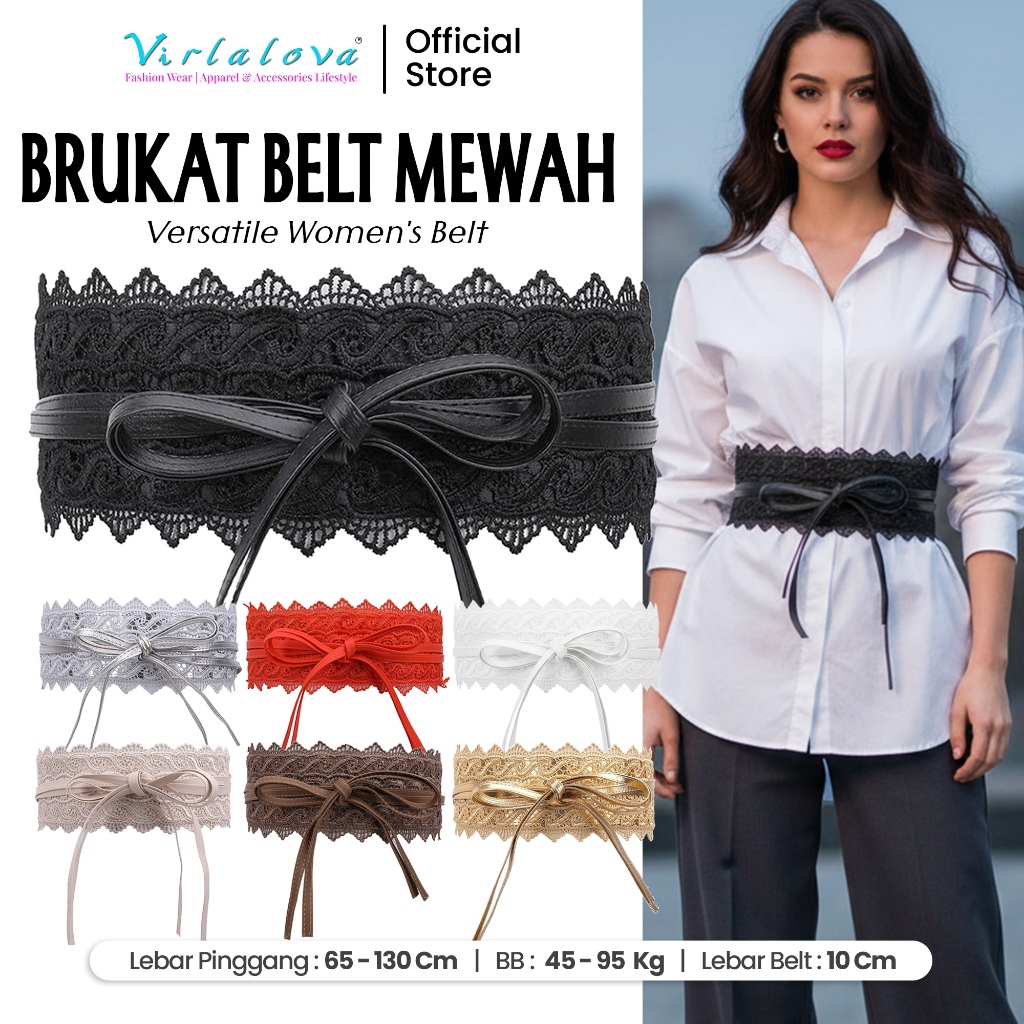Virlalova - Ikat Pinggang Obi Korset Korea Brukat Belt Wanita Kain Renda untuk Dress Kebaya Terbaru