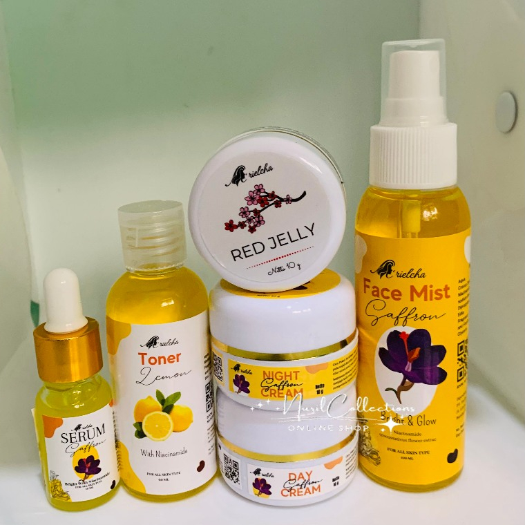PAKET LENGKAP SKINCARE SAFFRON BPOM-cream saffron day & night - cream red jelly - facemist - serum s